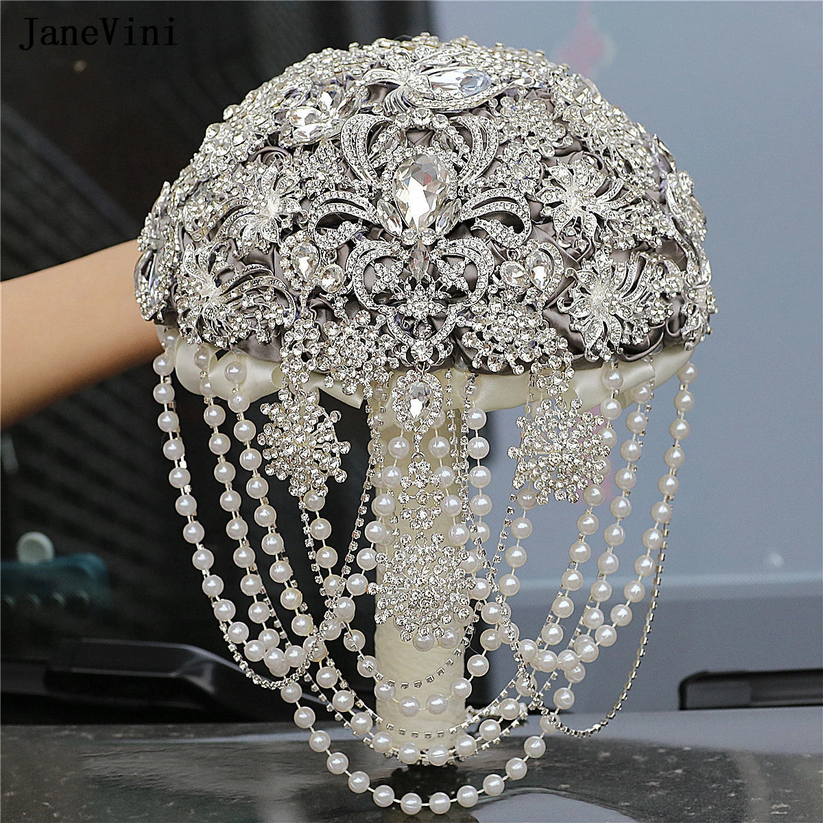 Luxury Diamond Crystal Ivory Bridal Wedding Brooch Bouquets