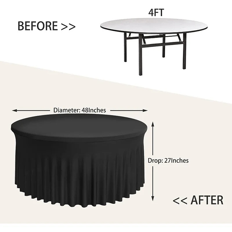 Polyester Elastic Tablecloth Cover Round Spandex Table Skirt  