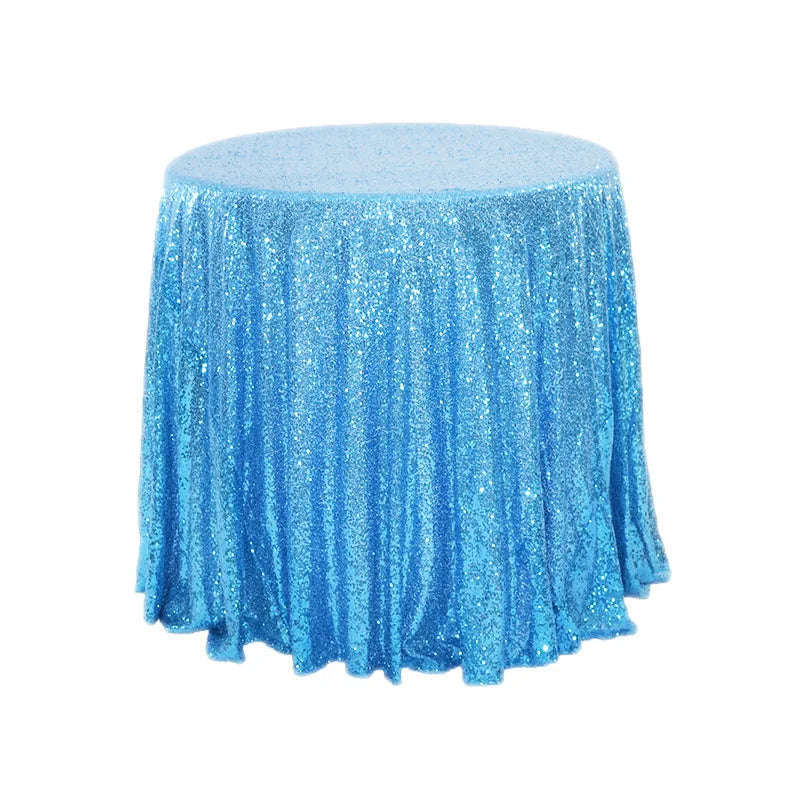 Lake Blue Round Sequin Tablecloth  