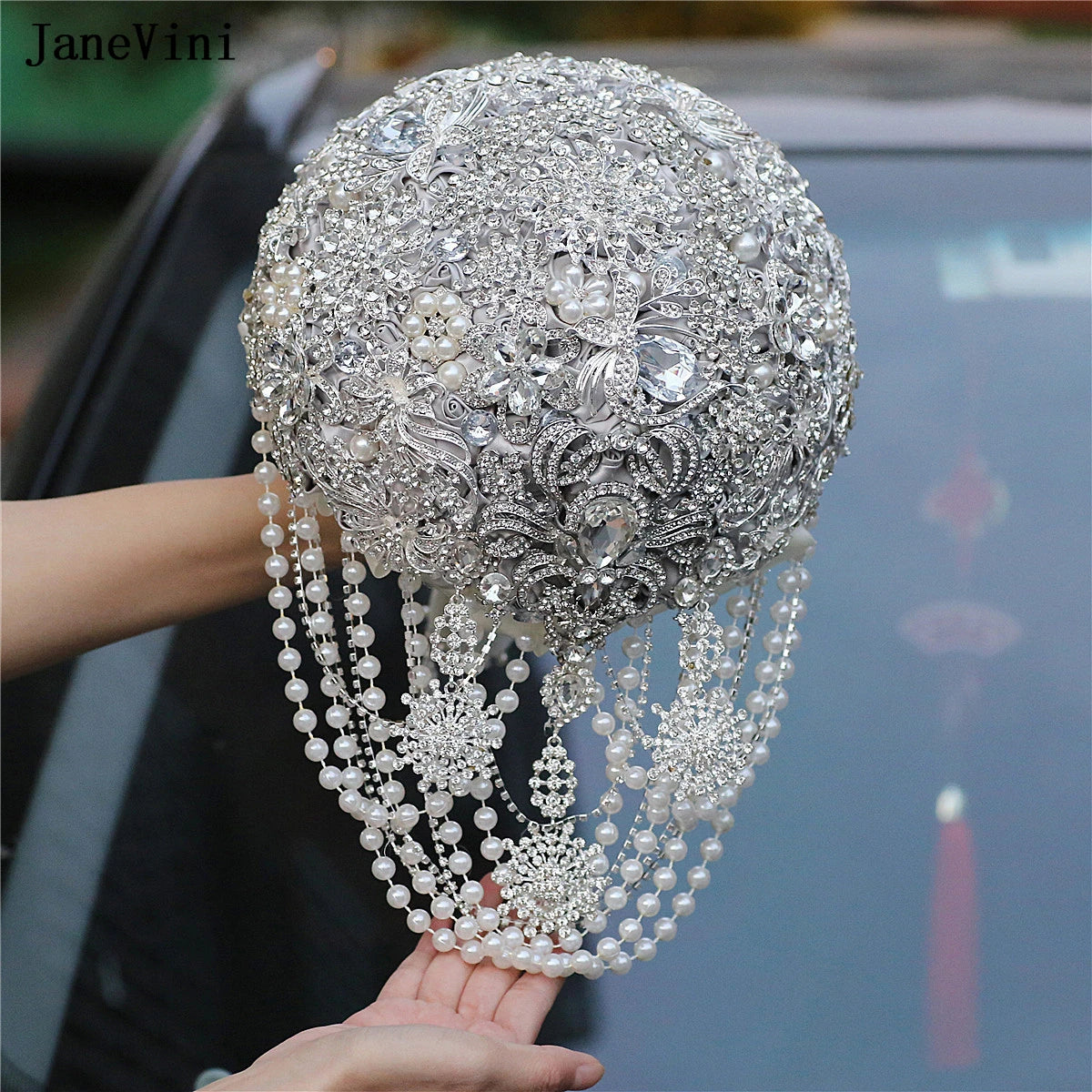 Luxury Diamond Crystal Ivory Bridal Wedding Brooch Bouquets