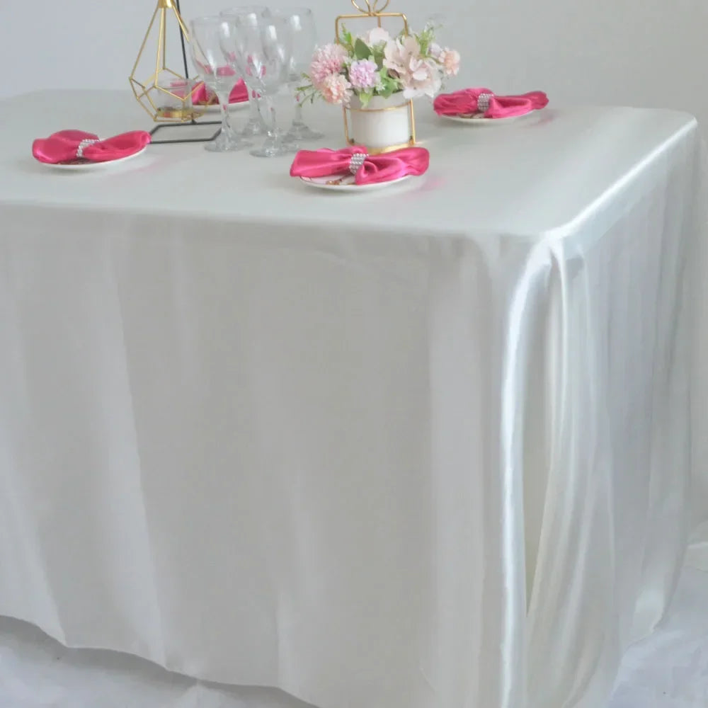 Ivory Elegant Satin Rectangle Tablecloth  