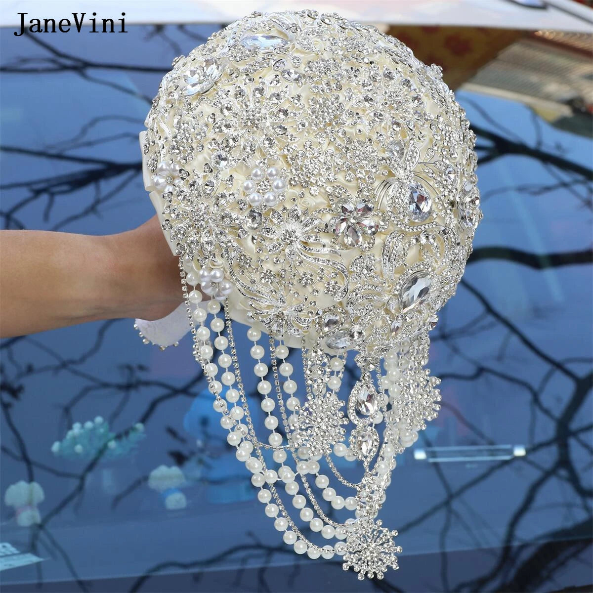 Luxury Diamond Crystal Ivory Bridal Wedding Brooch Bouquets  