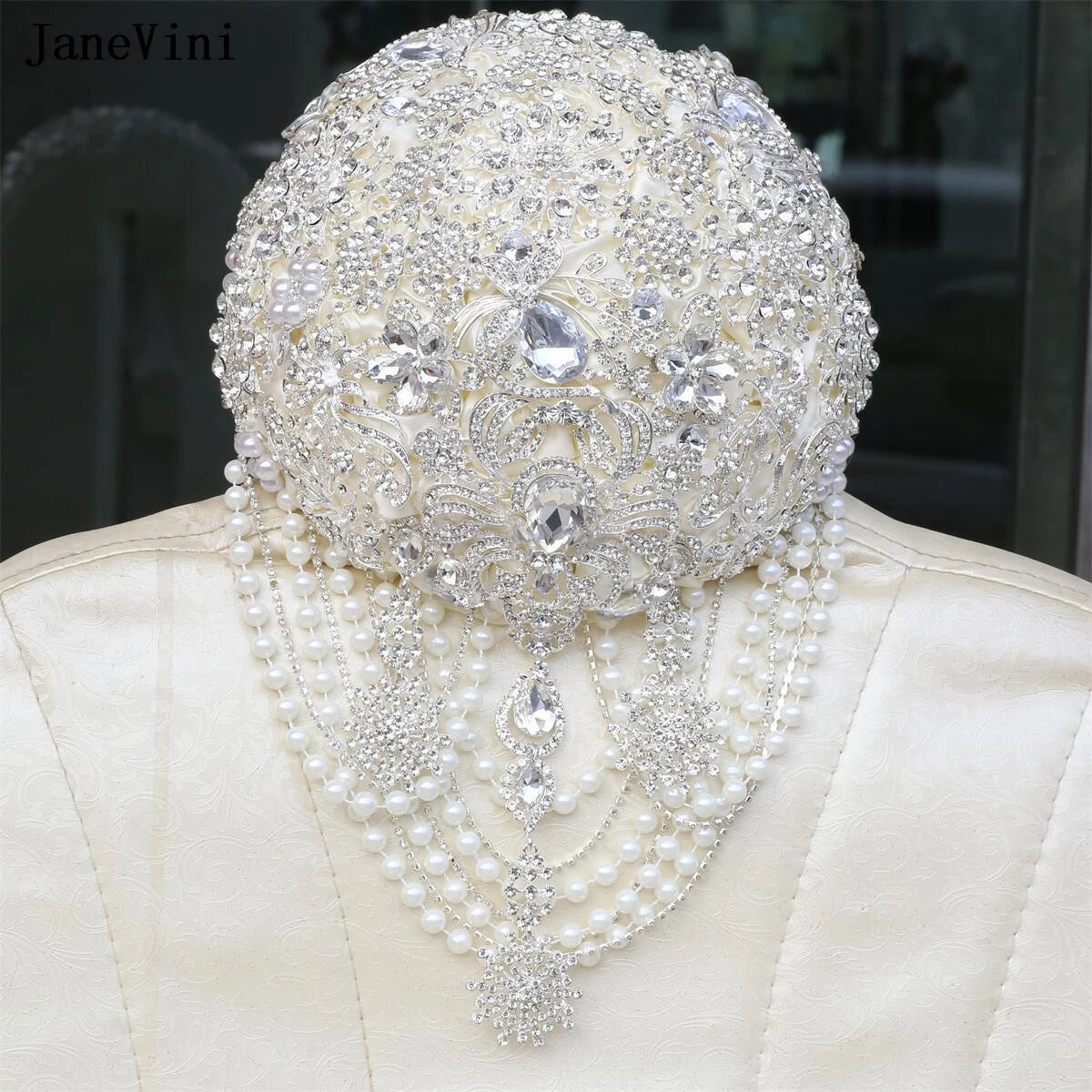 Luxury Diamond Crystal Ivory Bridal Wedding Brooch Bouquets  