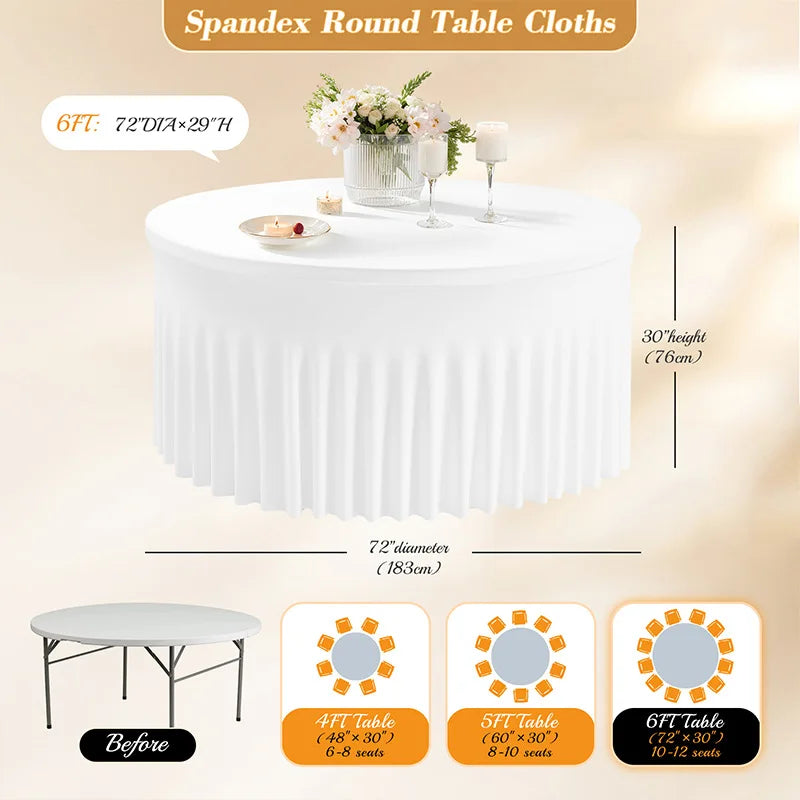 Polyester Elastic Tablecloth Cover Round Spandex Table Skirt  