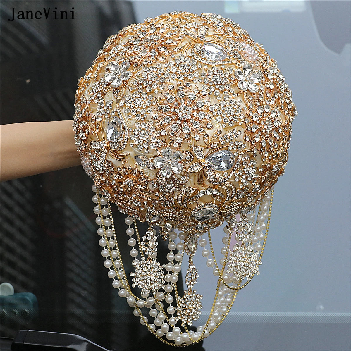 Luxury Diamond Crystal Ivory Bridal Wedding Brooch Bouquets  