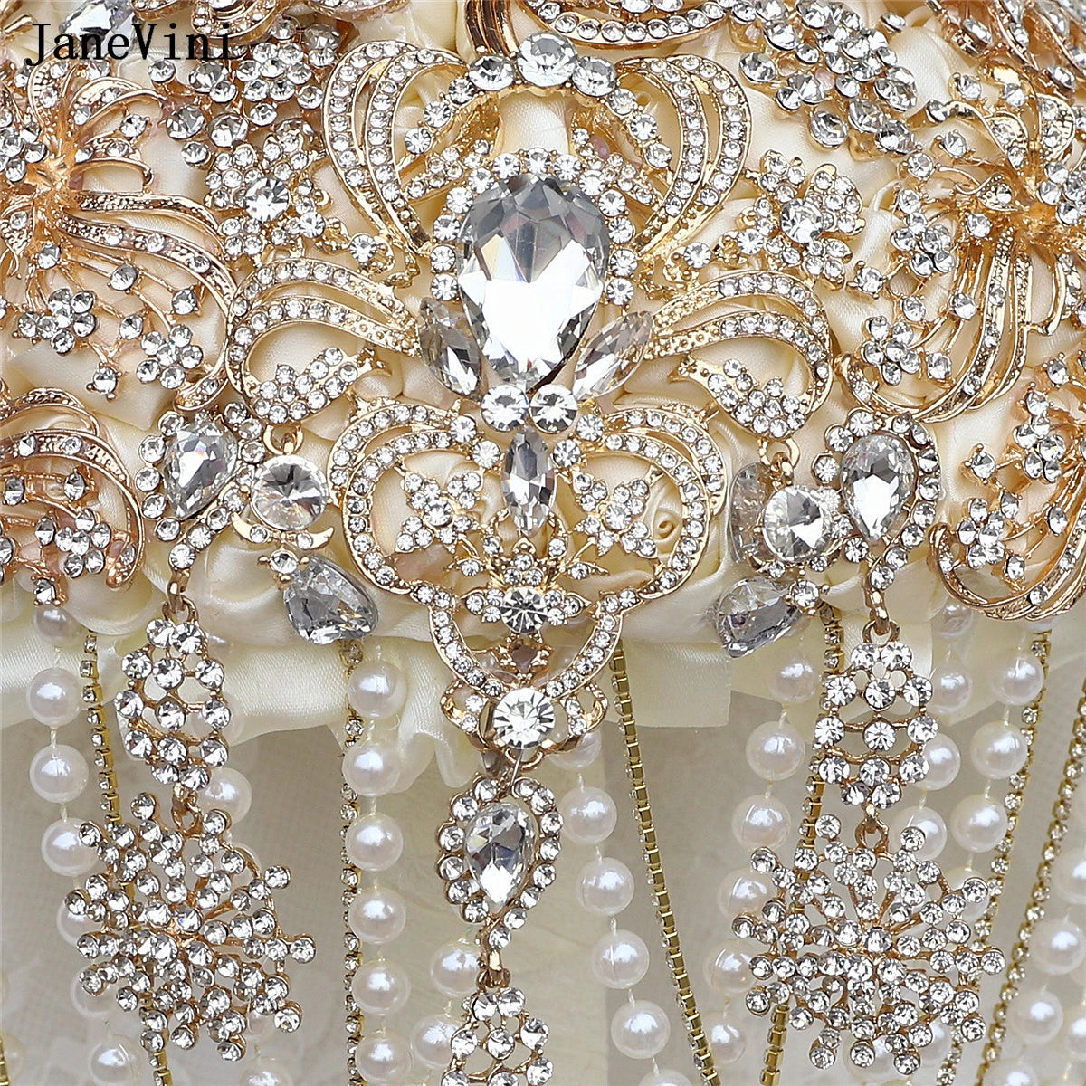 Luxury Diamond Crystal Ivory Bridal Wedding Brooch Bouquets  