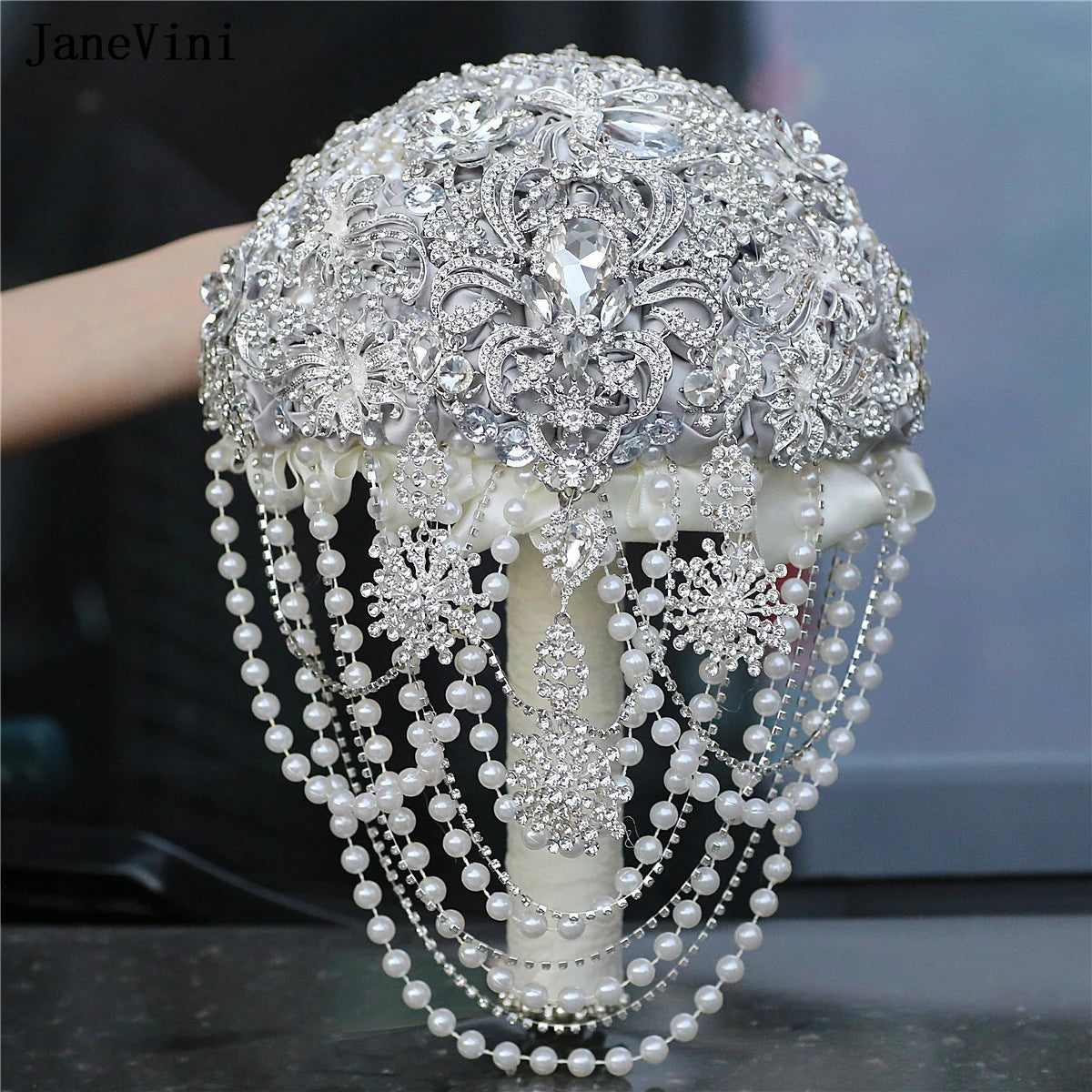 Luxury Diamond Crystal Ivory Bridal Wedding Brooch Bouquets