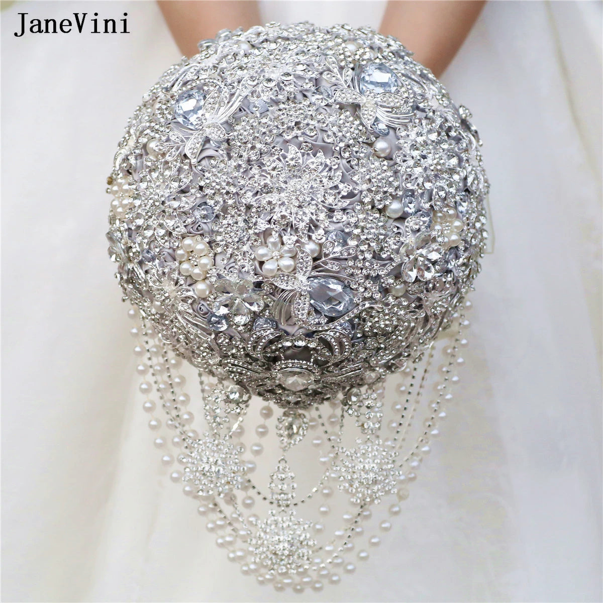 Luxury Diamond Crystal Ivory Bridal Wedding Brooch Bouquets  