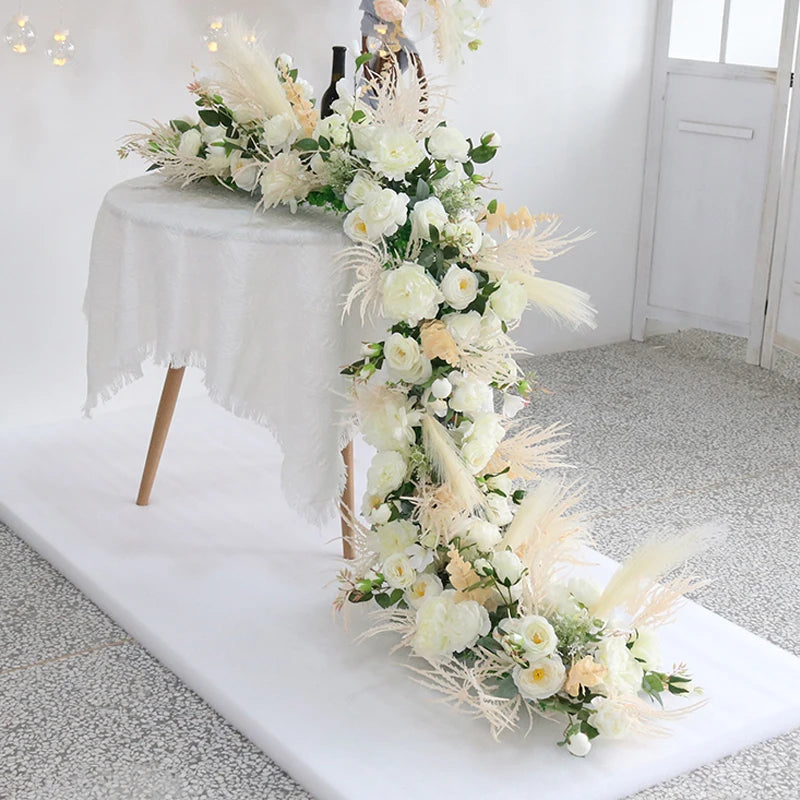 2m/1m/50cm Artificial Flower Row Table Centerpiece  