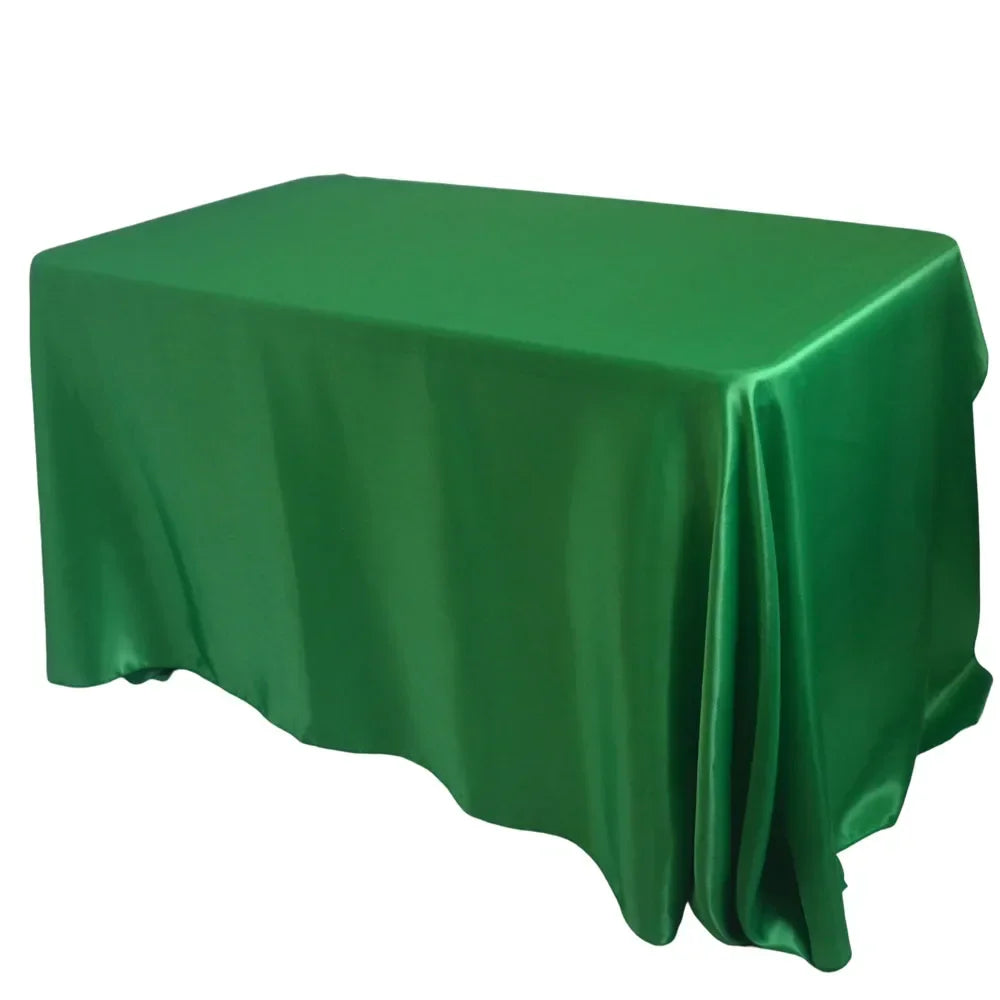 Green Elegant Satin Rectangle Tablecloth  