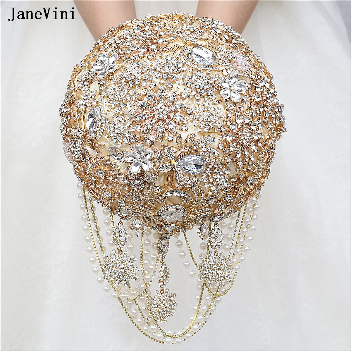 Luxury Diamond Crystal Ivory Bridal Wedding Brooch Bouquets  