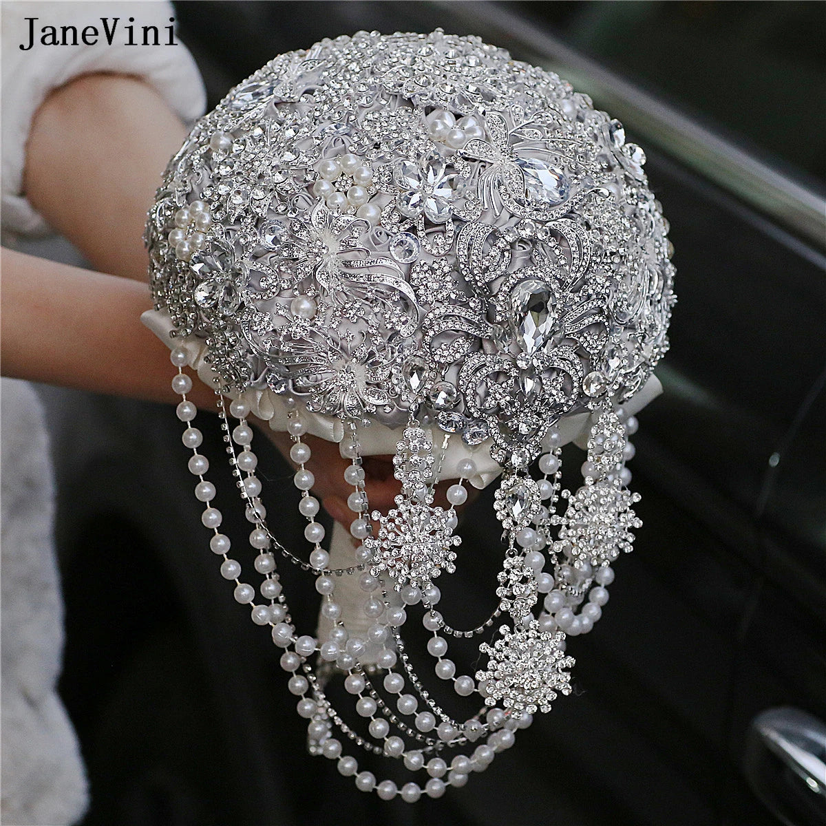 Luxury Diamond Crystal Ivory Bridal Wedding Brooch Bouquets