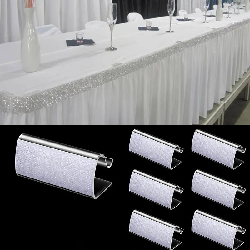 6Pcs Table Skirting Clips Table Cover Clear Tablecloth Clips  