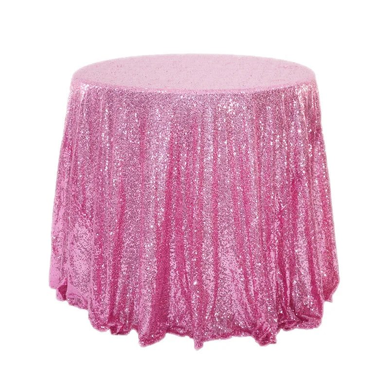 Rose Pink Round Sequin Tablecloth  