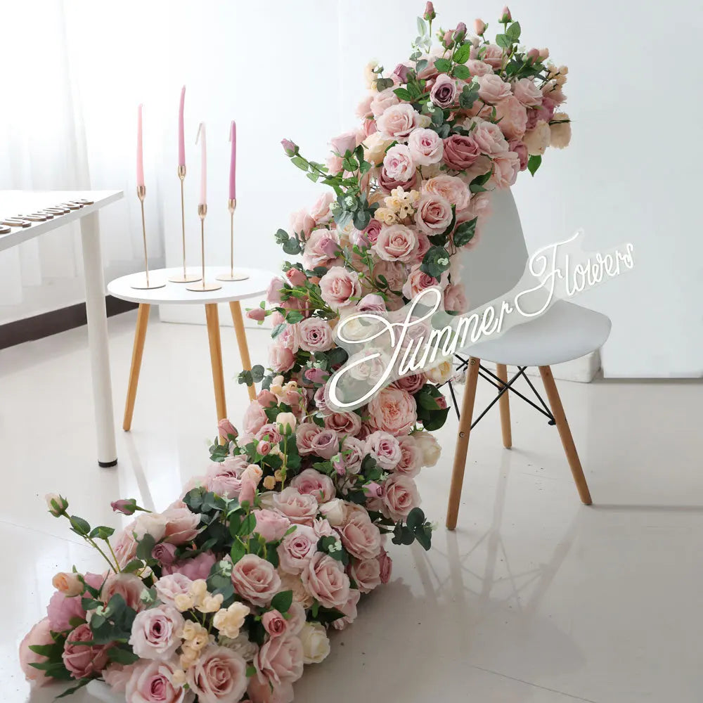 2m/1m/50cm Artificial Flower Row Table Centerpiece  