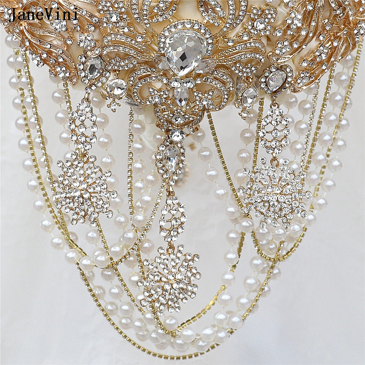 Luxury Diamond Crystal Ivory Bridal Wedding Brooch Bouquets  