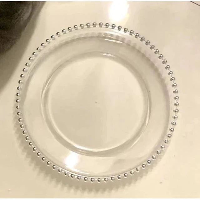 20pcs/50pcs Clear Plastic Charger Plates with Beads Rim  