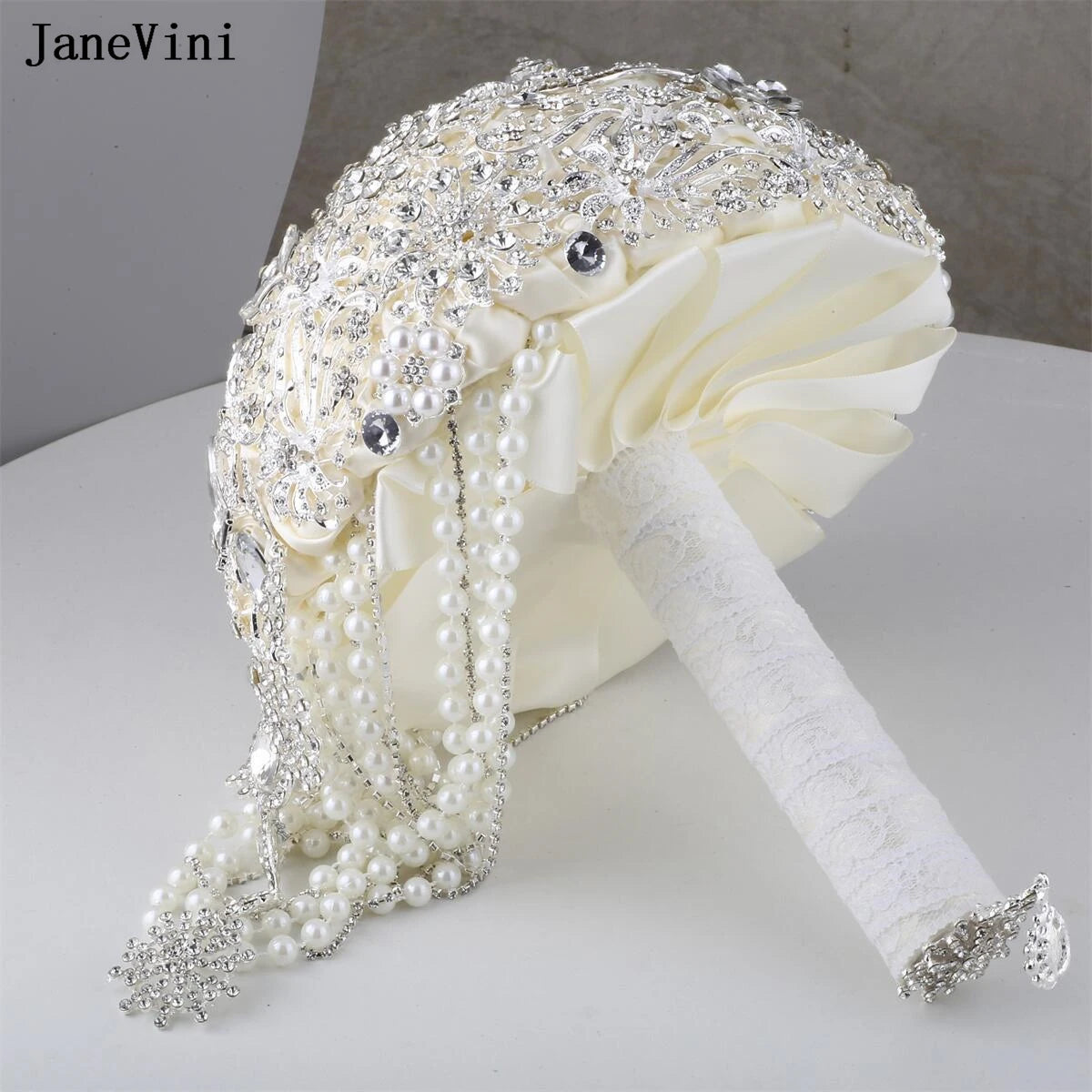 Luxury Diamond Crystal Ivory Bridal Wedding Brooch Bouquets  