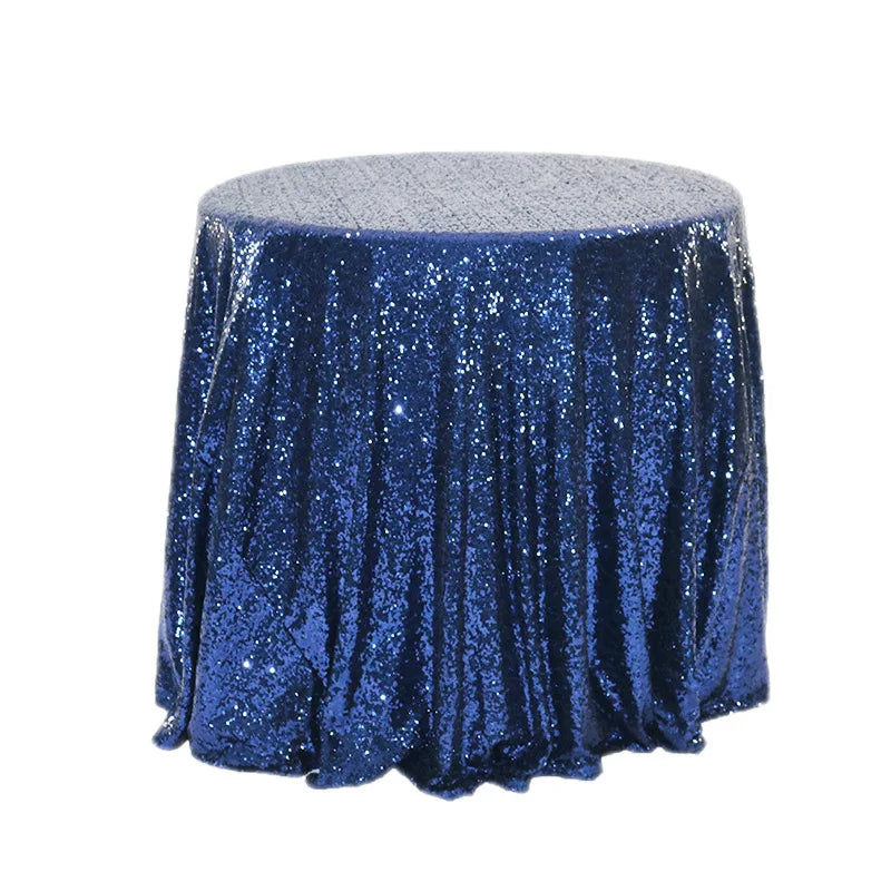 Dark Blue Round Sequin Tablecloth  