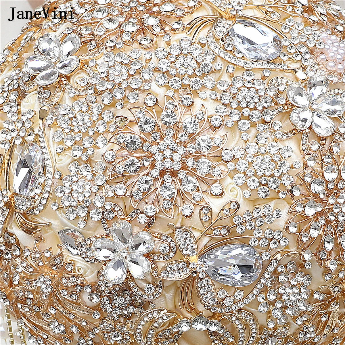 Luxury Diamond Crystal Ivory Bridal Wedding Brooch Bouquets  