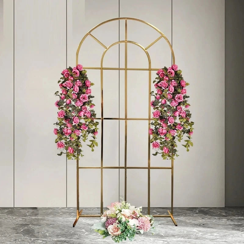 Outdoor Wedding Arch Gold Circle Stand Backdrop  