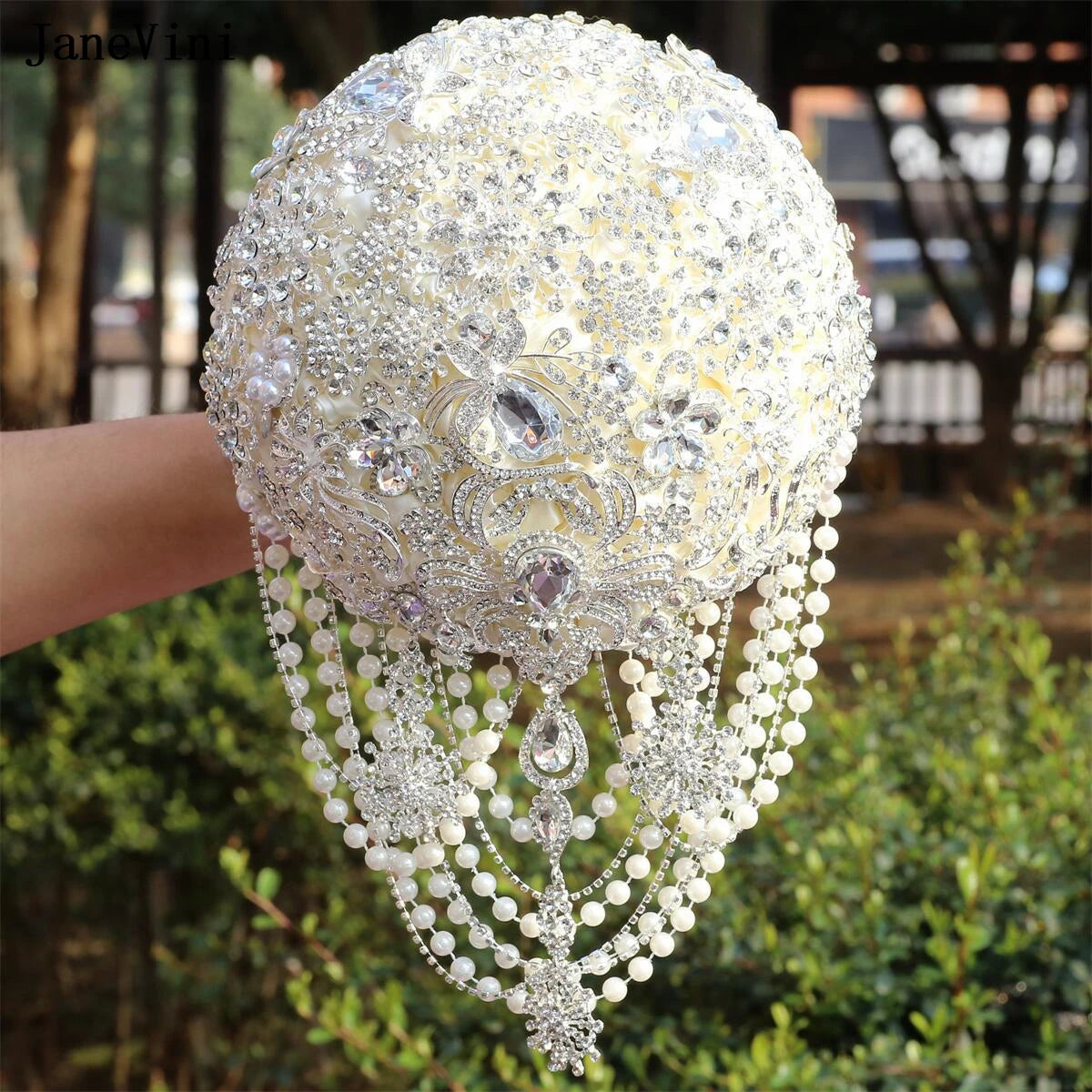 Luxury Diamond Crystal Ivory Bridal Wedding Brooch Bouquets  