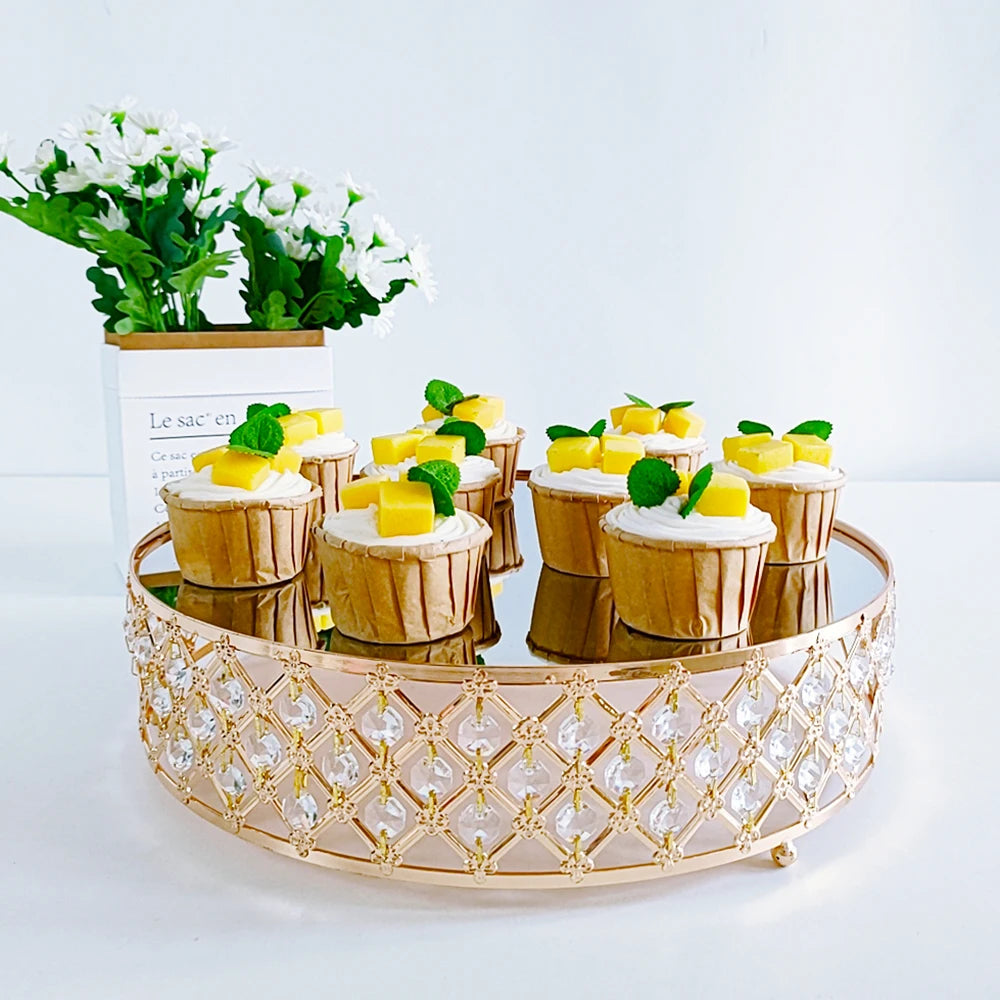 Gold Mirror Metal Cake Stand Round  