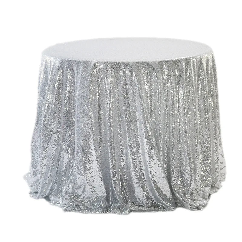 Silver Round Sequin Tablecloth  