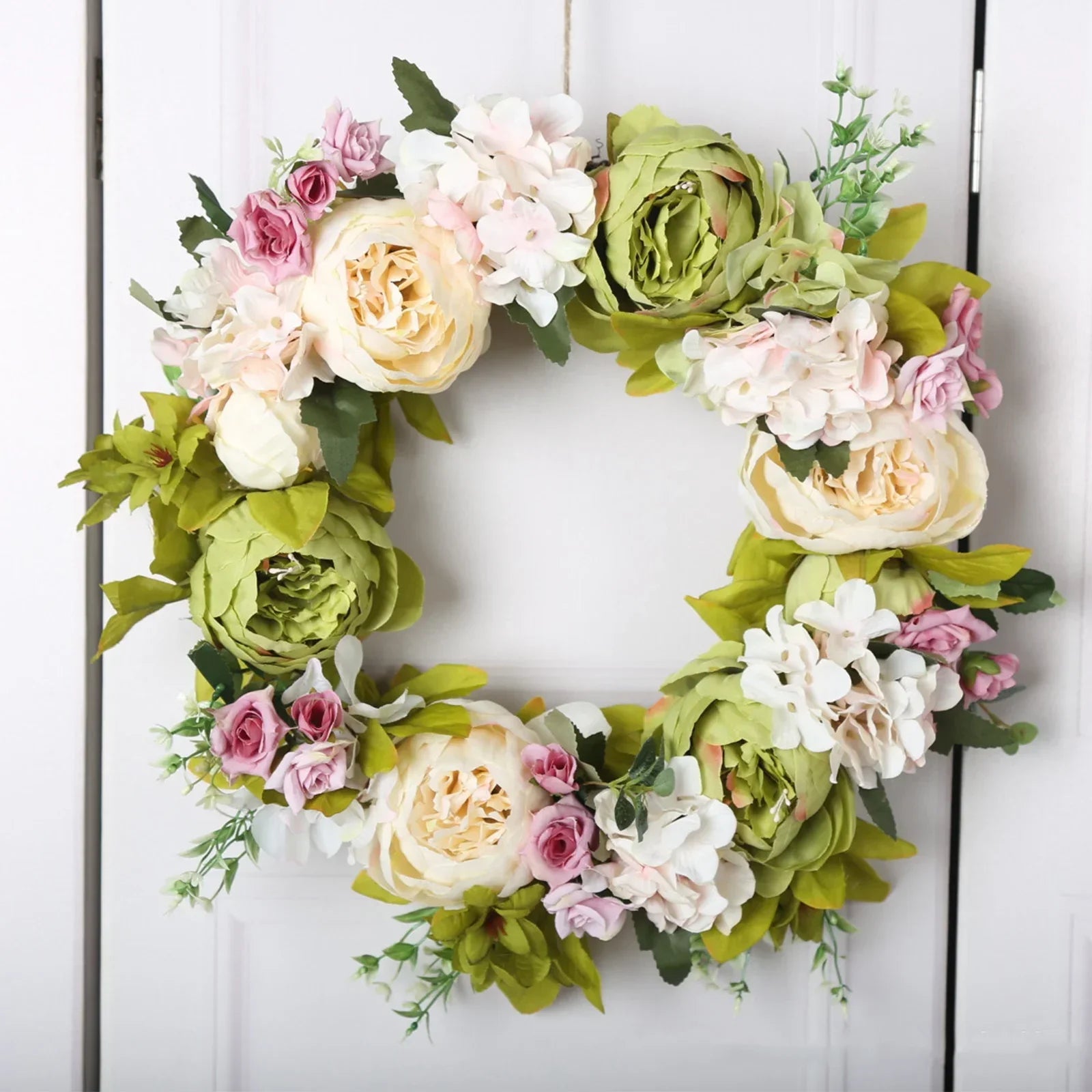 Artificial Lush Peony Wreath flowers  