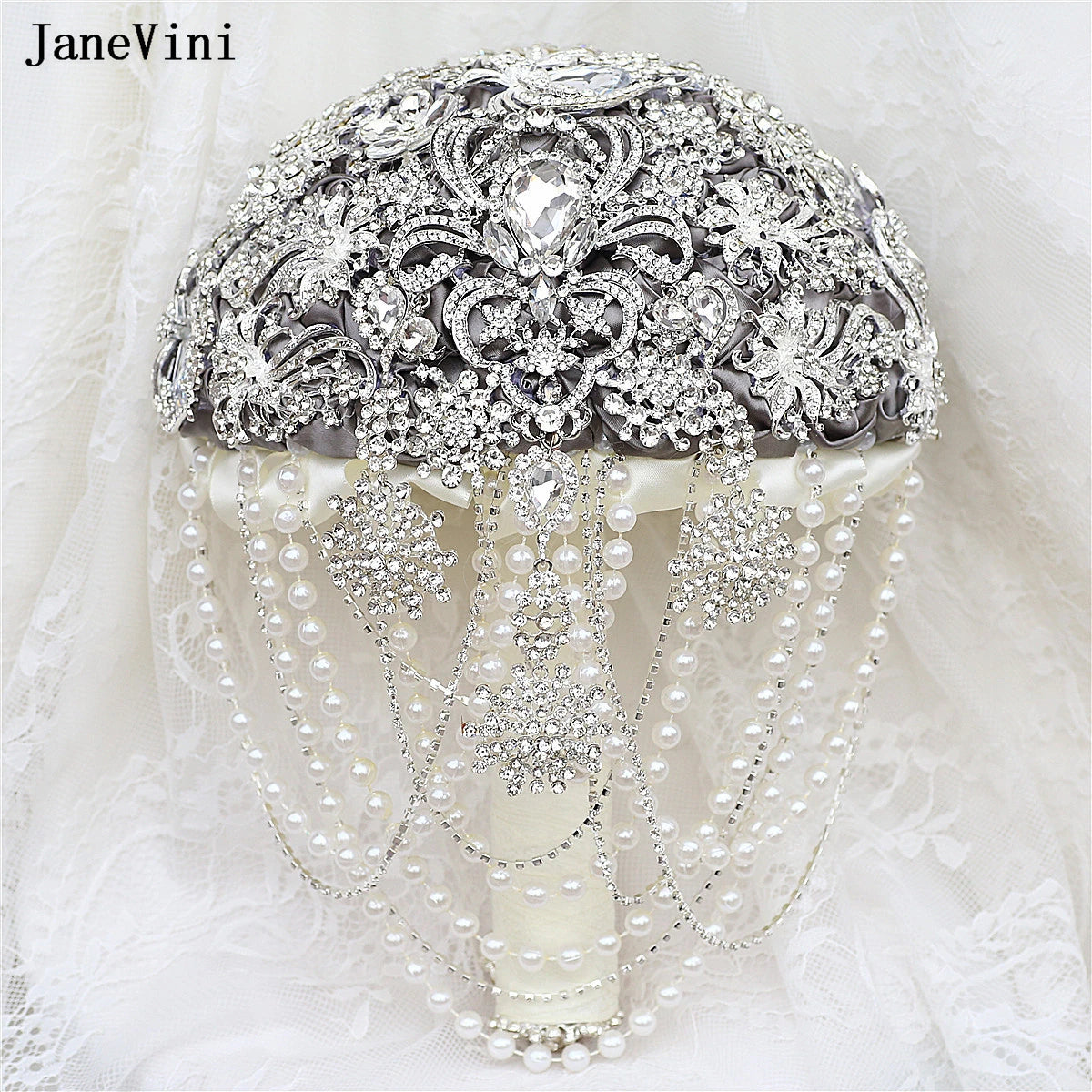 Luxury Diamond Crystal Ivory Bridal Wedding Brooch Bouquets