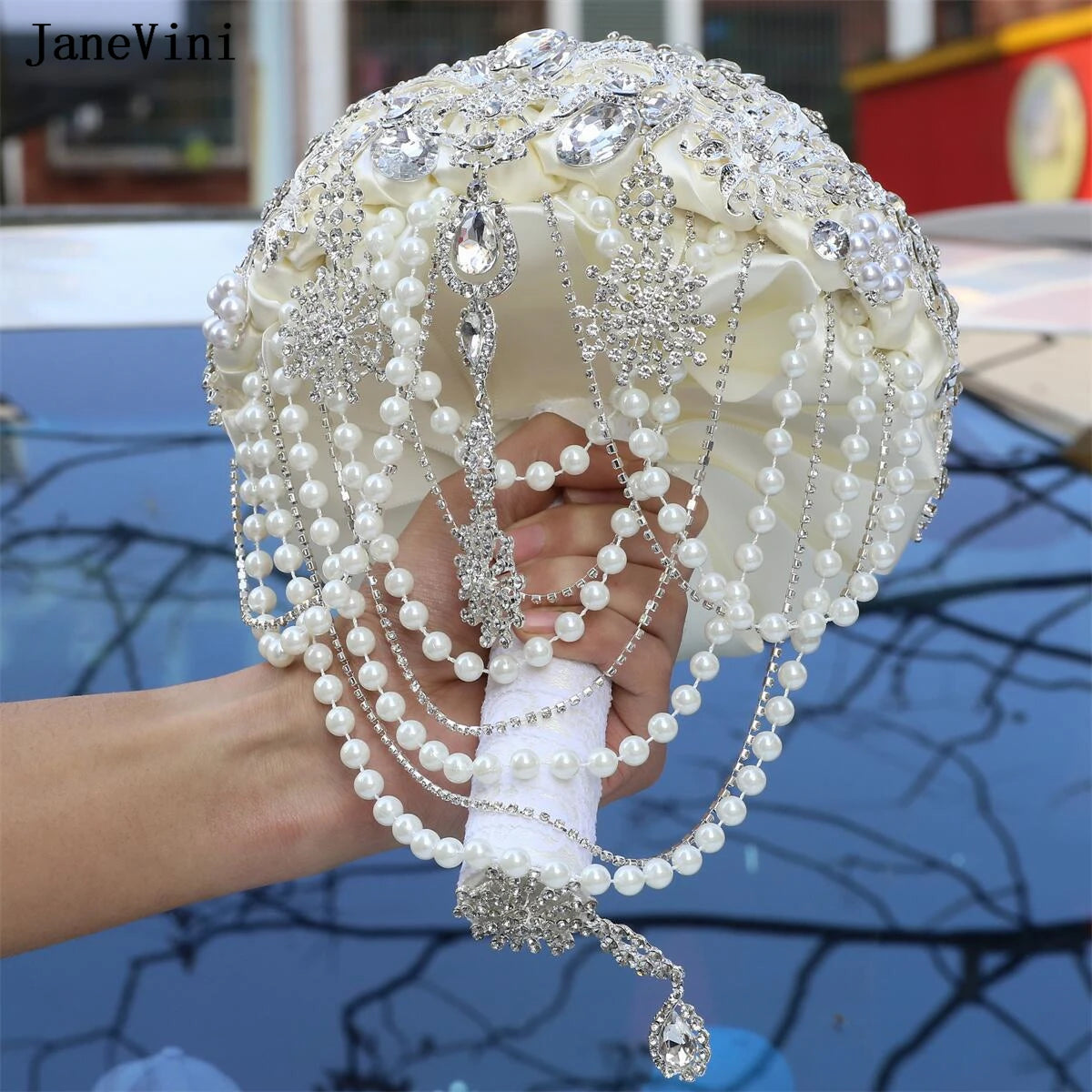 Luxury Diamond Crystal Ivory Bridal Wedding Brooch Bouquets  