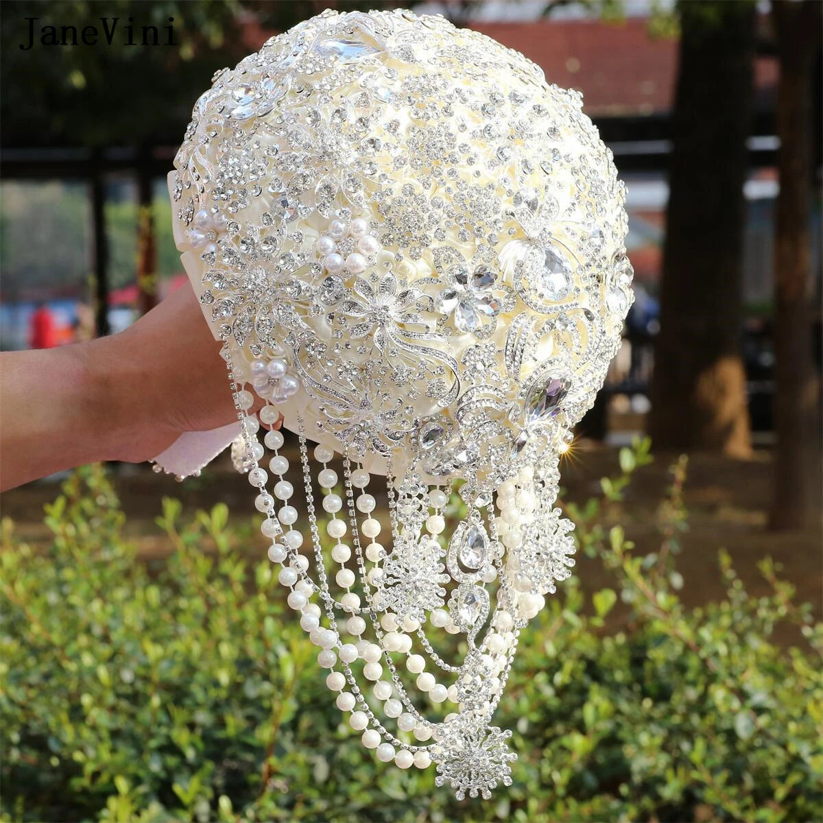 Luxury Diamond Crystal Ivory Bridal Wedding Brooch Bouquets  