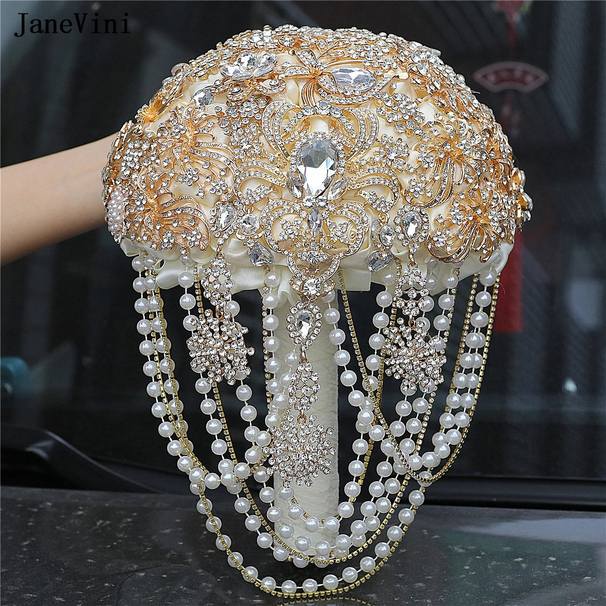 Luxury Diamond Crystal Ivory Bridal Wedding Brooch Bouquets  