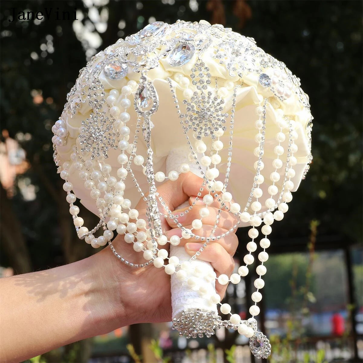 Luxury Diamond Crystal Ivory Bridal Wedding Brooch Bouquets  