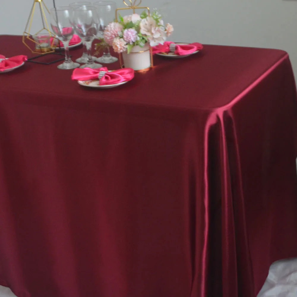 Burgundy Elegant Satin Rectangle Tablecloth  