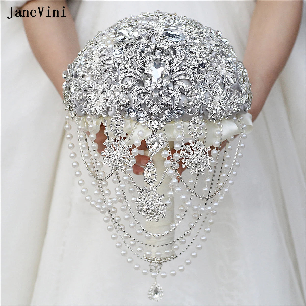 Luxury Diamond Crystal Ivory Bridal Wedding Brooch Bouquets