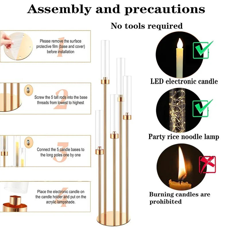 4pcs/lot Gold Floor Candelabra Centerpieces  