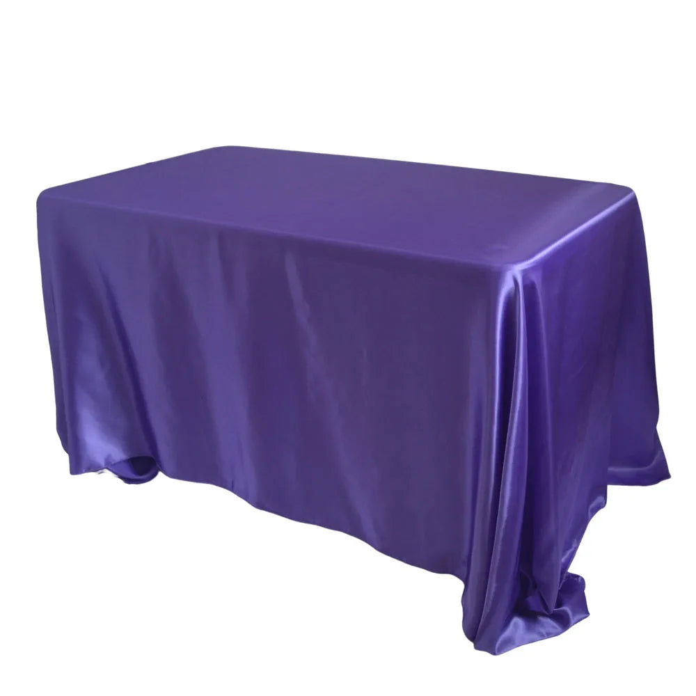 Light Purple Elegant Satin Rectangle Tablecloth  