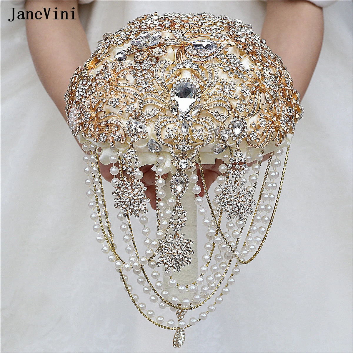 Luxury Diamond Crystal Ivory Bridal Wedding Brooch Bouquets  