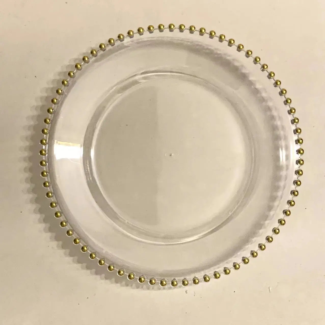 20pcs/50pcs Clear Plastic Charger Plates with Beads Rim  