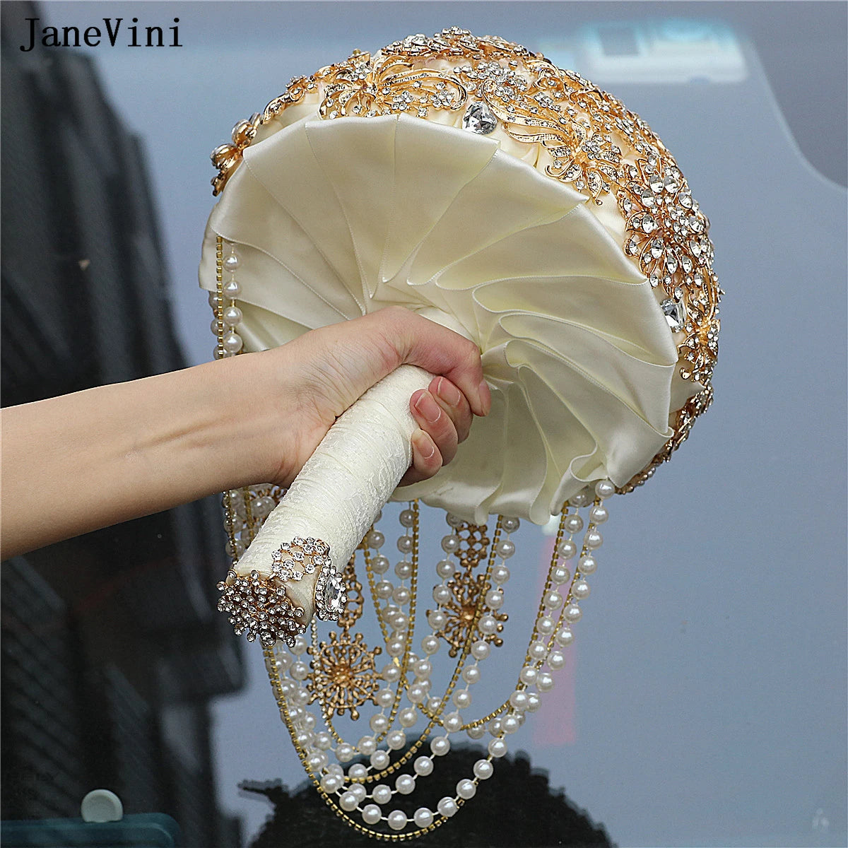 Luxury Diamond Crystal Ivory Bridal Wedding Brooch Bouquets  