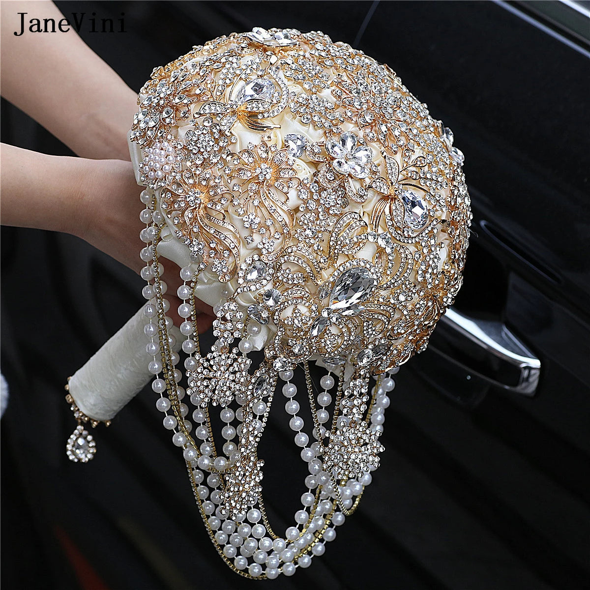 Luxury Diamond Crystal Ivory Bridal Wedding Brooch Bouquets  