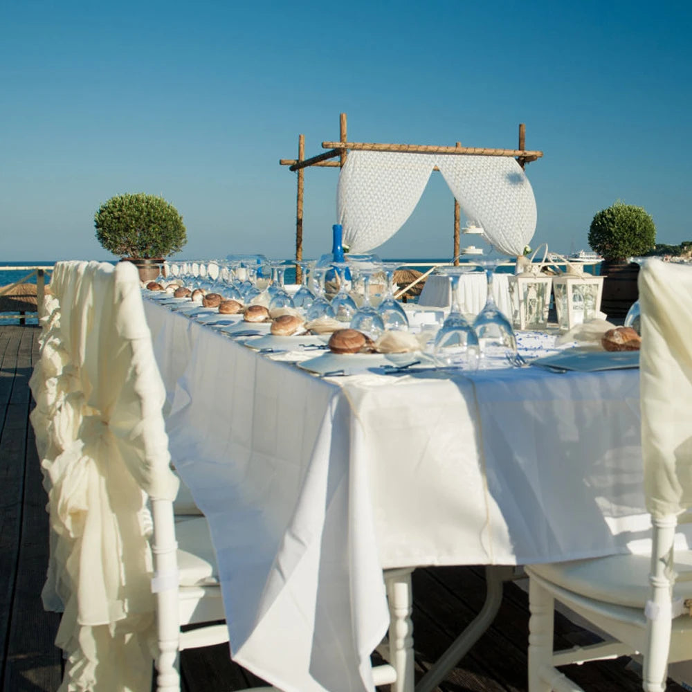 White Round/Rectangle Satin Tablecloth  