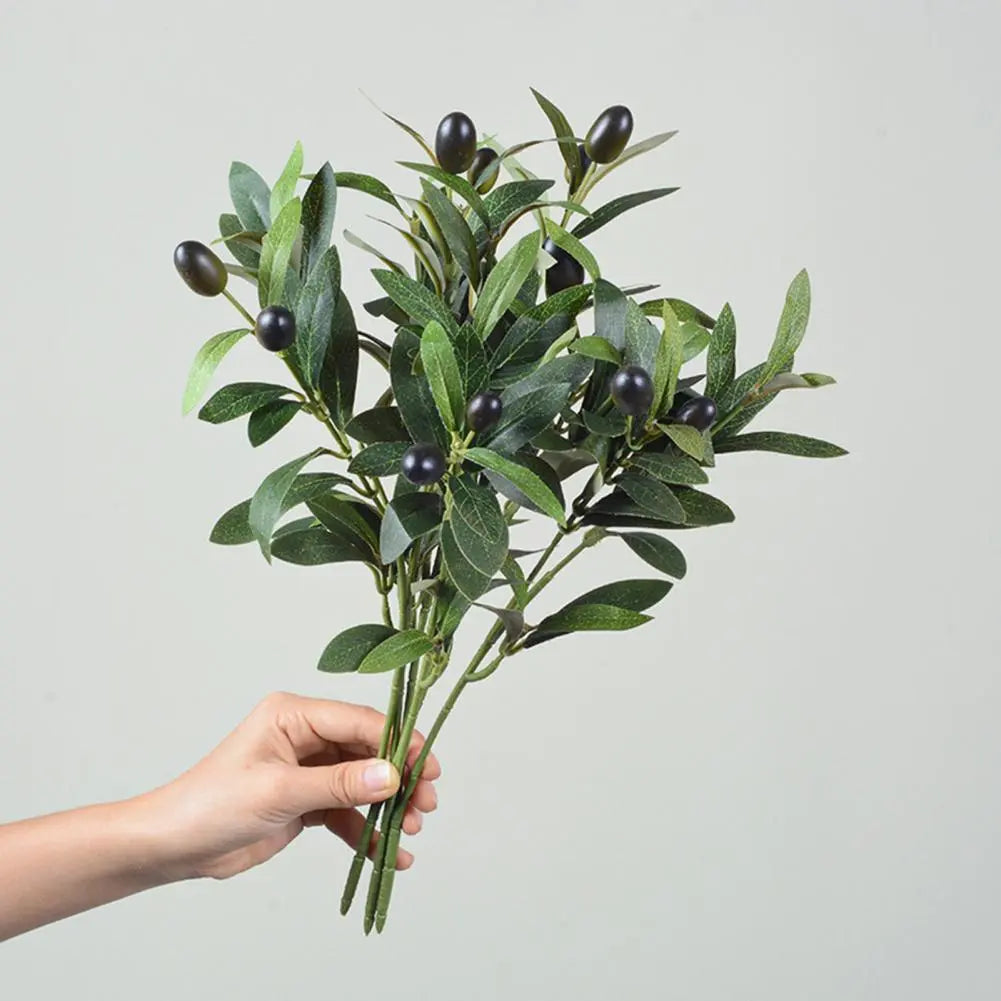 1Pc Artificial Green Leaf Olive Branch  