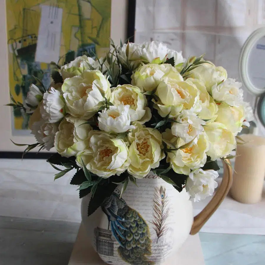 Shabby Chic Bouquet Small Peony Silk  