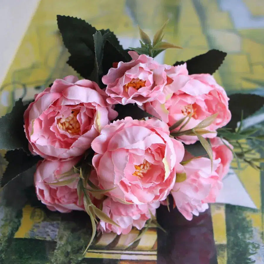 Shabby Chic Bouquet Small Peony Silk  