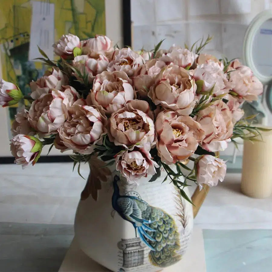 Shabby Chic Bouquet Small Peony Silk  