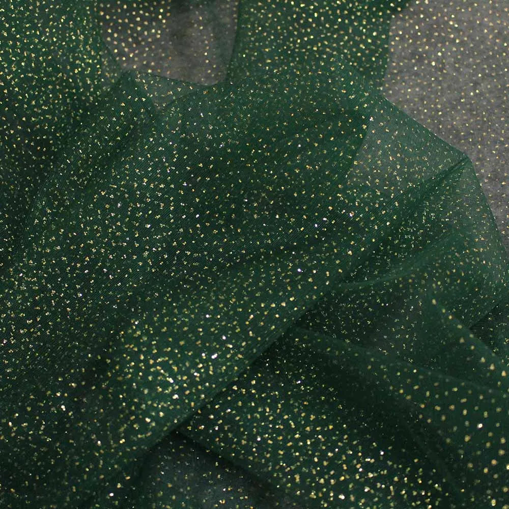 Shining Long Green Wedding Veil with Gold Dust Glitters One Layer 3 Meters Cathedral  