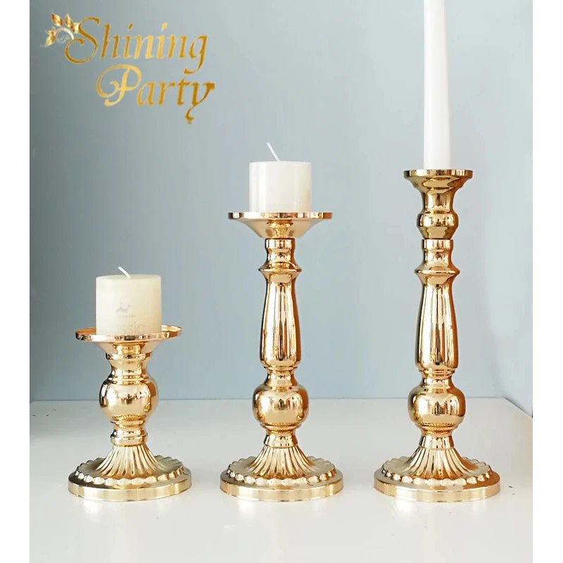 Vintage Gold Metal Candle Holders, Table Centrepieces  