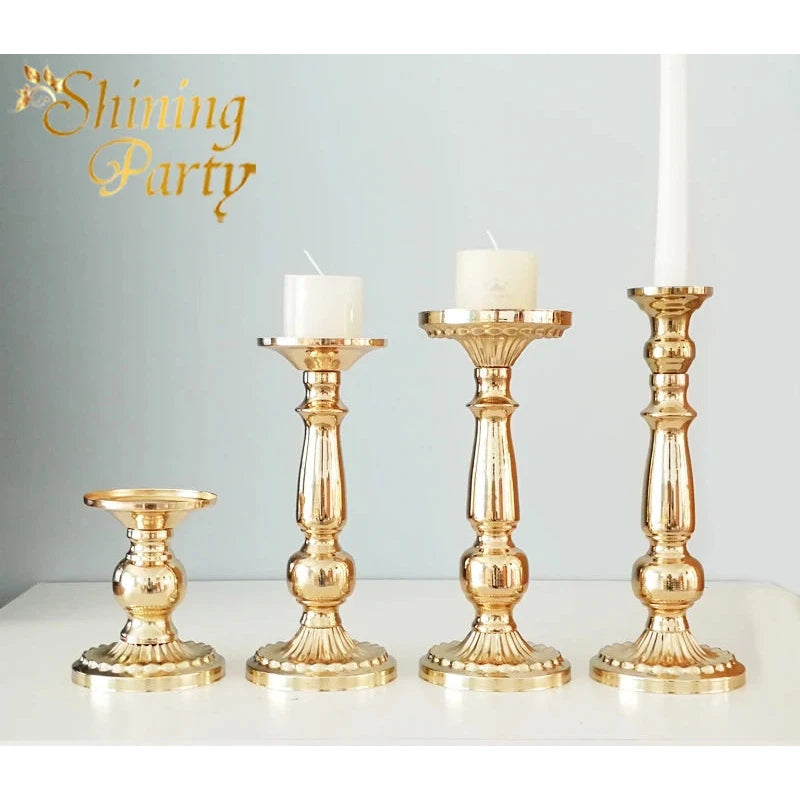 Vintage Gold Metal Candle Holders, Table Centrepieces  